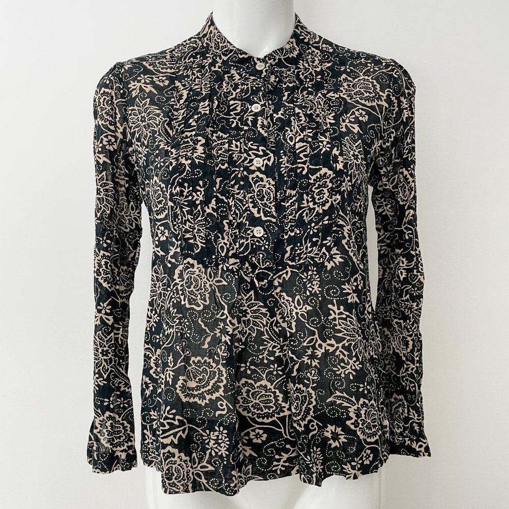 ISABEL MARANT ETOILE Blouse Black Beige Floral FR 38 Small S EUC